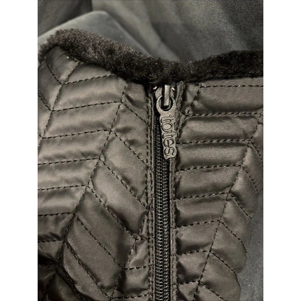 Totes Jodi Black Boots Sz 8 Waterproof Winter Side Zip Quilted